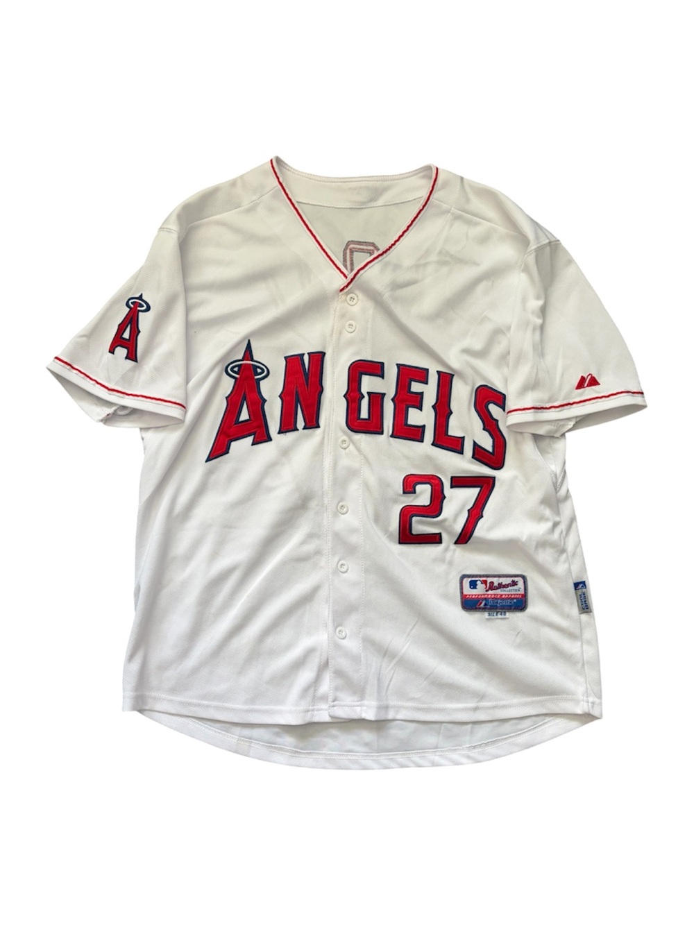 Majestic Los Angeles Angels #27 Mike Trout White Jersey